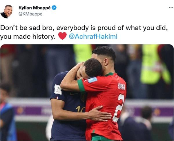 Bài đăng của Mbappe sau trận đấu. (Ảnh chụp màn hình).