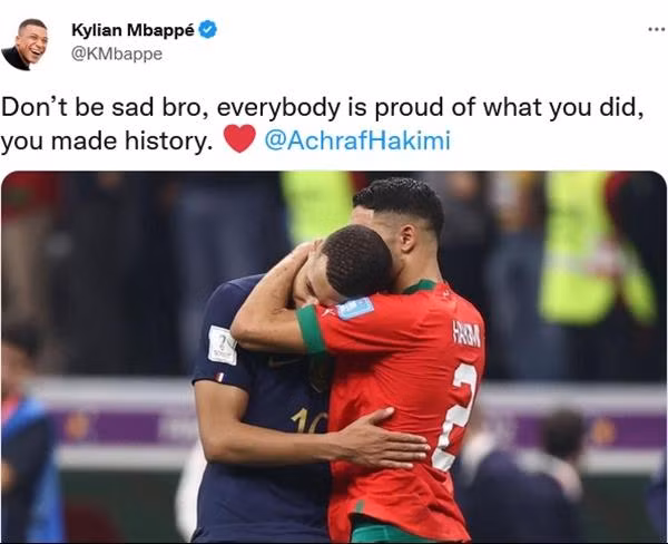 Bài đăng của Mbappe sau trận đấu. (Ảnh chụp màn hình).