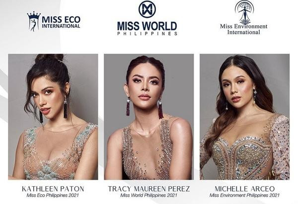 3 Hoa hậu của Philippines cùng chuẩn bị lên đường tham dự các cuộc thi sắc đẹp quốc tế. Ảnh: Miss World Philippines. 3 Hoa hậu của Philippines cùng chuẩn bị lên đường tham dự các cuộc thi sắc đẹp quốc tế. Ảnh: Miss World Philippines.