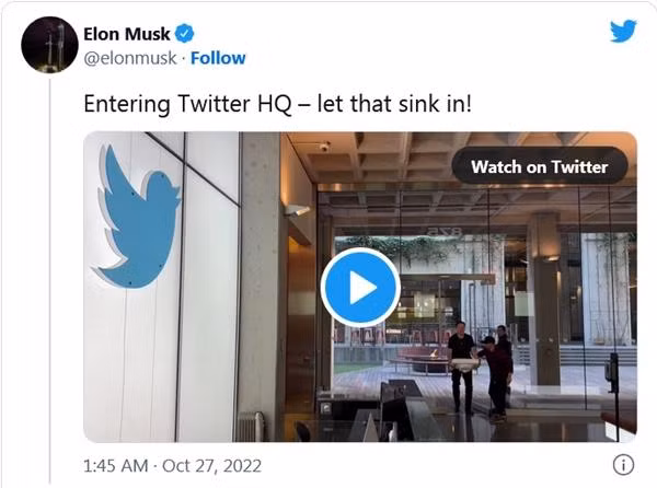 Elon Musk viết trên Twitter. (Ảnh chụp màn hình).