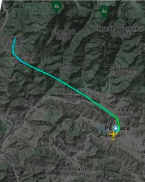 Đường bay của chiếc máy bay mất tích. Ảnh: FlightRadar24. Đường bay của chiếc máy bay mất tích. Ảnh: FlightRadar24.