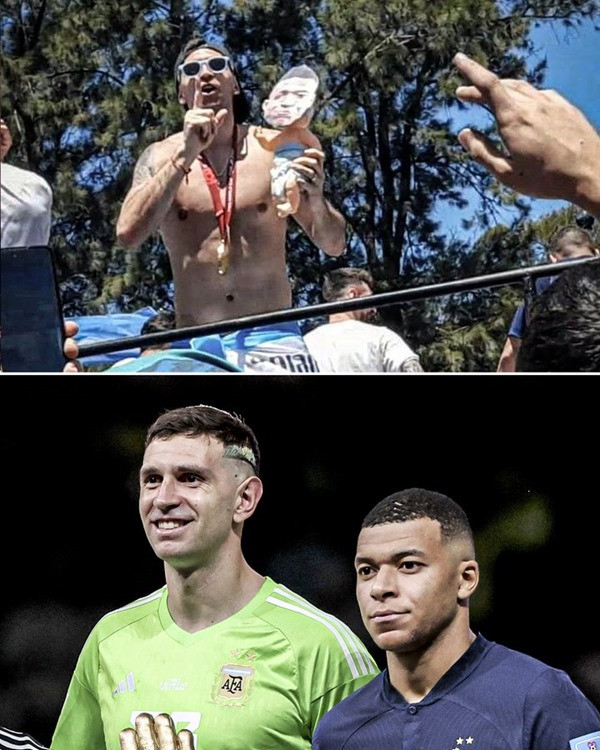 Thủ môn Martinez về đến Argentina vẫn chưa tha cho Mbappe. Ảnh: NBC. Thủ môn Martinez về đến Argentina vẫn chưa tha cho Mbappe. Ảnh: NBC.