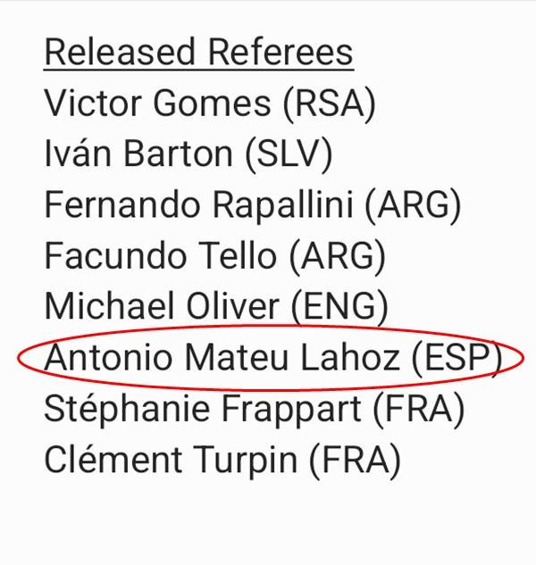 Những trọng tài rời Qatar sau vòng tứ kết. Ảnh: Twitter.