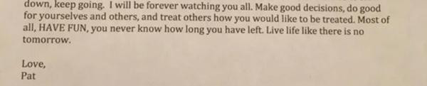 Một đoạn thư của Patrick. Ảnh: The Turner Family. Một đoạn thư của Patrick. Ảnh: The Turner Family.