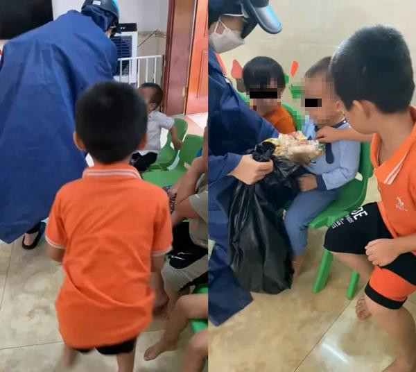 Cậu học sinh áo cam rất đáng khen. Ảnh: Facebook.