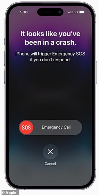 iPhone 14 có khả năng phát hiện va chạm, tai nạn. Ảnh: Apple. iPhone 14 có khả năng phát hiện va chạm, tai nạn. Ảnh: Apple.