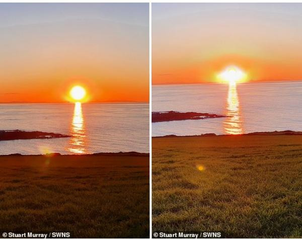 Trước khi chụp được ảnh "thiên thần", bác Murray đã chụp vài bức ảnh Mặt Trời lặn khác. Ảnh: Stuart Murray/ SWNS.