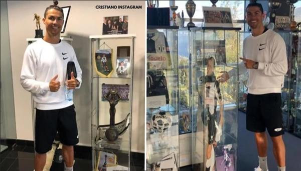 Ronaldo trong một lần về thăm Học viện bóng đá Nacional ở quê nhà. Ảnh: Instagram.