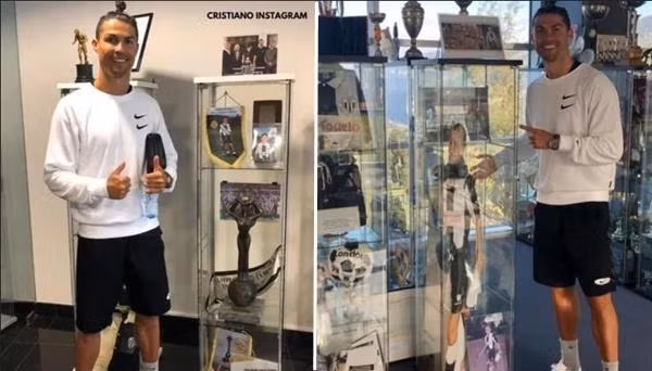 Ronaldo trong một lần về thăm Học viện bóng đá Nacional ở quê nhà. Ảnh: Instagram.
