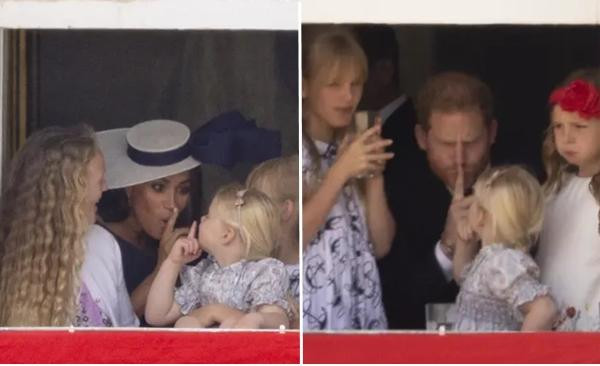 Harry - Meghan đứng cùng một số trẻ em của Hoàng gia. Ảnh: Goff. Harry - Meghan đứng cùng một số trẻ em của Hoàng gia. Ảnh: Goff.