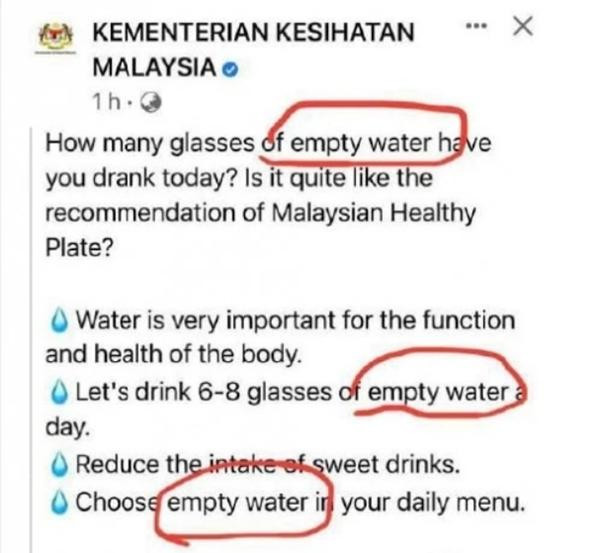 Bài đăng của Bộ Y tế Malaysia. Ảnh: Facebook. Bài đăng của Bộ Y tế Malaysia. Ảnh: Facebook.