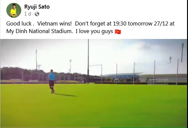 Bài đăng được cho là của ông Sato trước trận đấu. (Ảnh chụp màn hình) Bài đăng được cho là của ông Sato trước trận đấu. (Ảnh chụp màn hình)