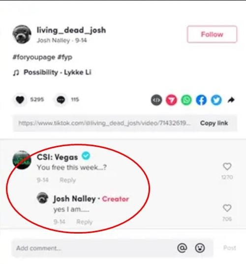 Đoàn làm phim đã liên lạc với Josh. Ảnh: Josh Nalley. Đoàn làm phim đã liên lạc với Josh. Ảnh: Josh Nalley.