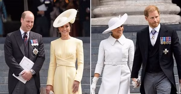 Khi Harry - Meghan về Anh vào tháng 6 vừa rồi, không có một hình ảnh nào cho thấy họ đứng gần William - Kate. Ảnh: Mega.