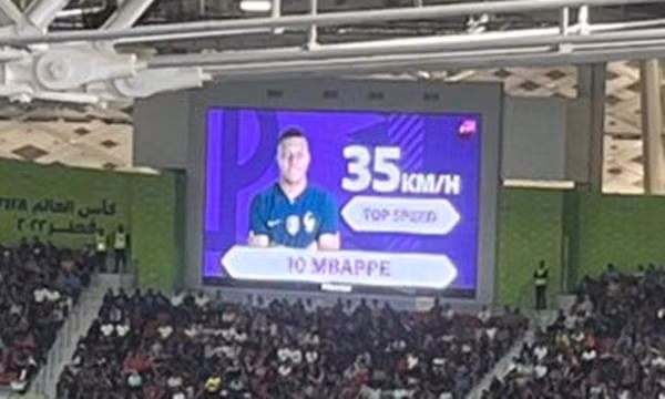 Công nghệ đã đo được tốc độ chạy của Mbappe: 35km/giờ. Ảnh: Twitter.