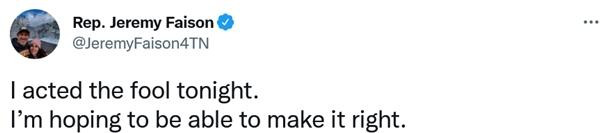 Lời xin lỗi của ông Faison. (Ảnh chụp màn hình).