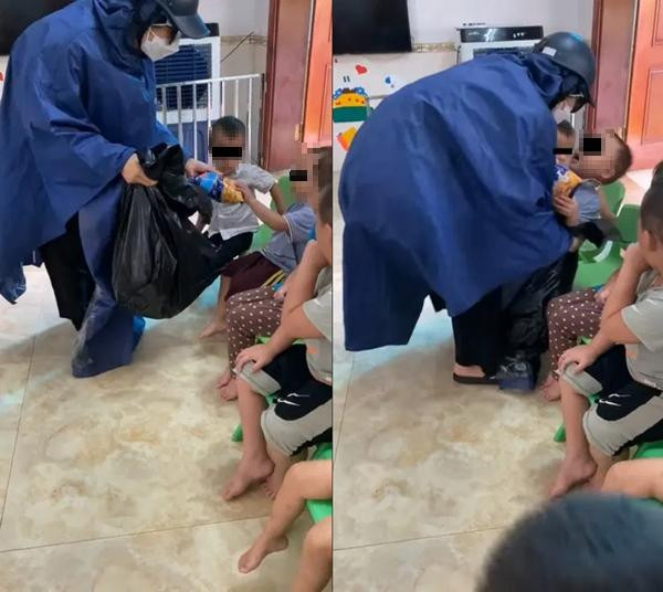 &quot;Người lạ&quot; cho bim bim để &quot;dụ dỗ&quot; trẻ. Ảnh: Facebook.