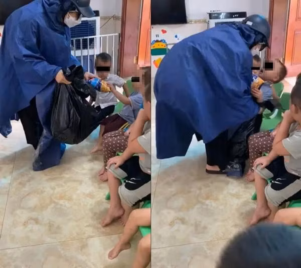 "Người lạ" cho bim bim để "dụ dỗ" trẻ. Ảnh: Facebook.