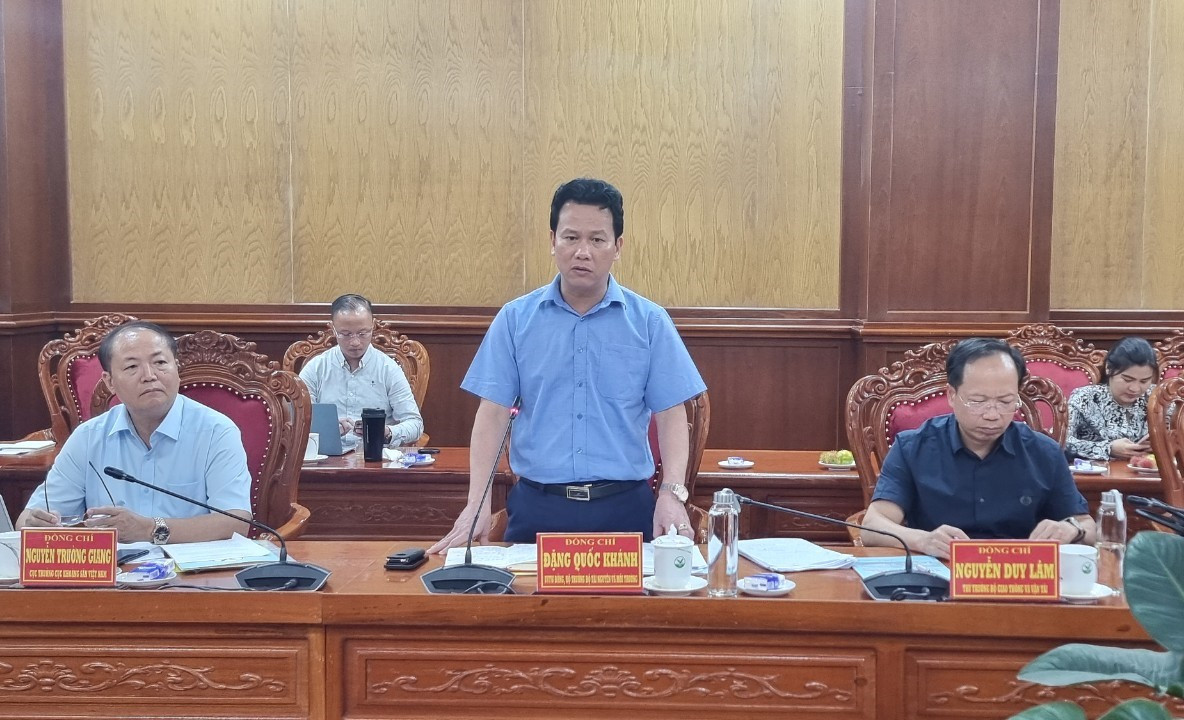 Bộ trưởng Bộ TN&amp;MT Đặng Quốc Khánh phát biểu tại cuộc làm việc.