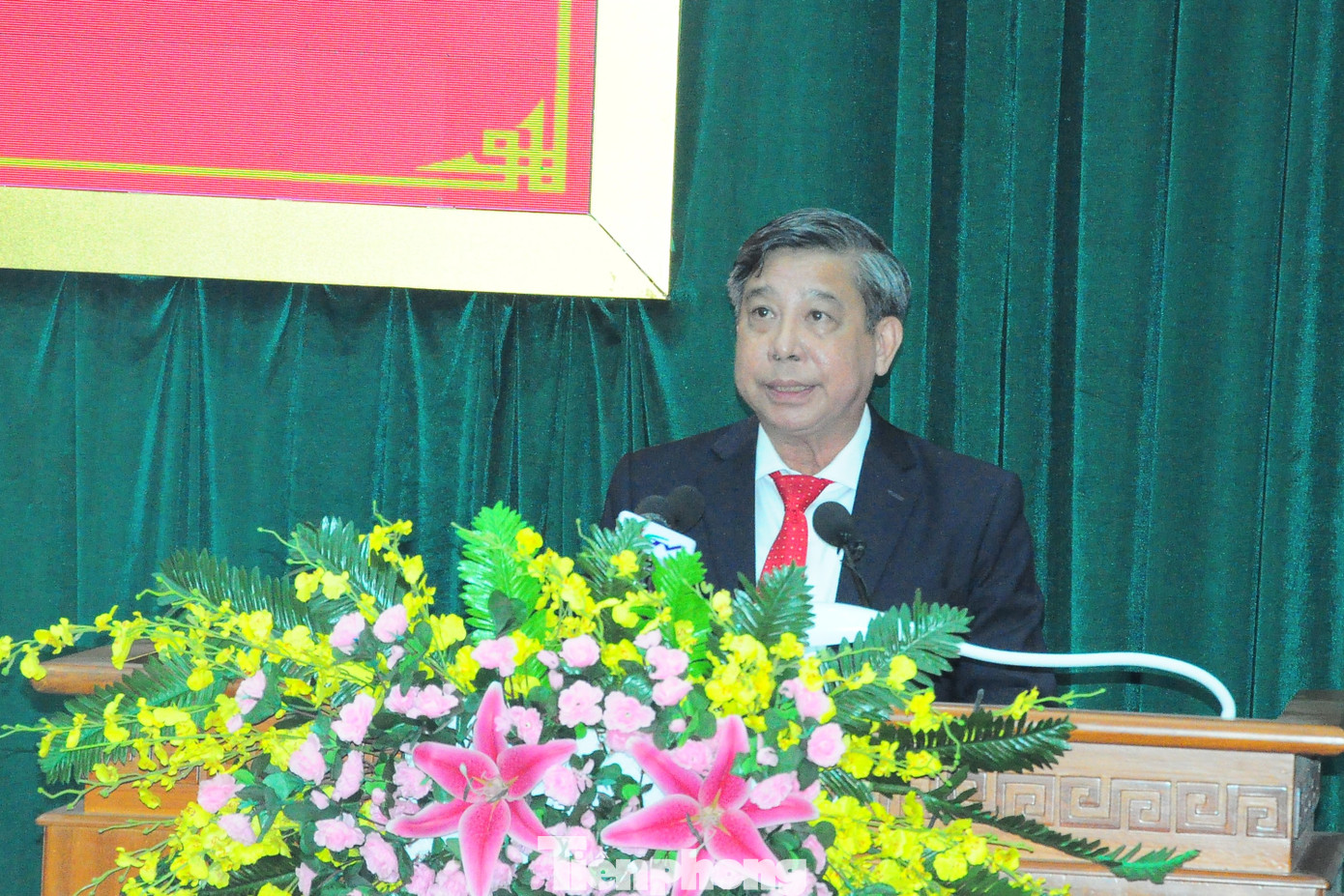 Tân Bí thư Tỉnh ủy Hậu Giang - Đồng Văn Thanh phát biểu nhận nhiệm vụ. Ảnh: CK