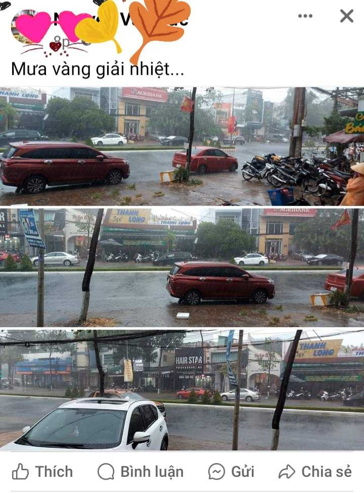 Nhiều người cùng chia sẻ ở nhiều địa điểm khác nhau ở Cần Thơ, cho thấy cơn mưa "vàng" xuất hiện rộng trên địa bàn thành phố, mặc dù kéo dài không lâu.