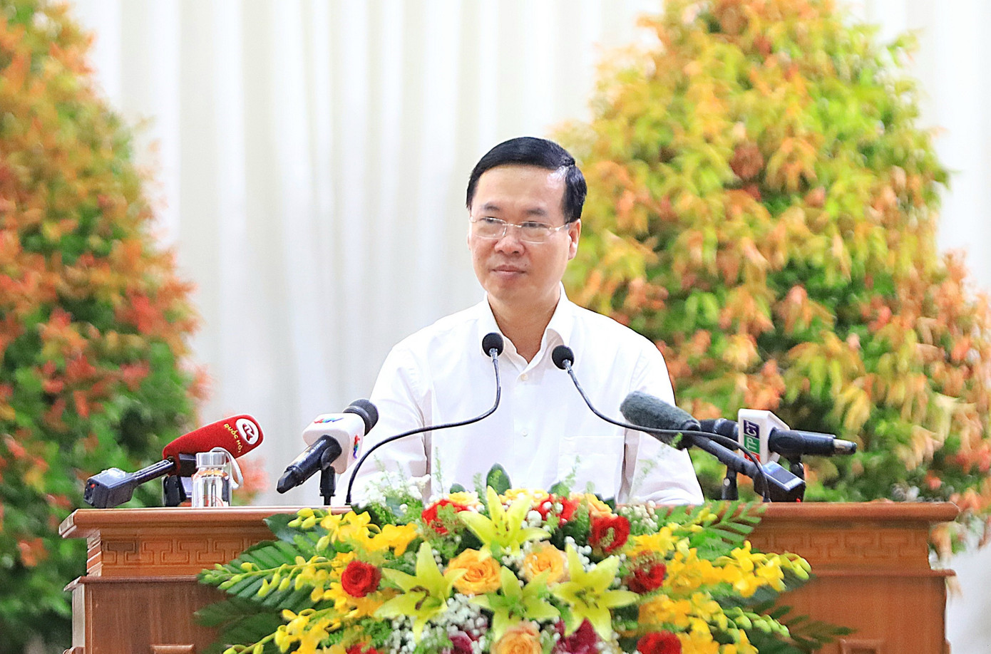 Chủ tịch nước Võ Văn Thưởng phát biểu tại buổi lễ. Ảnh: M.T