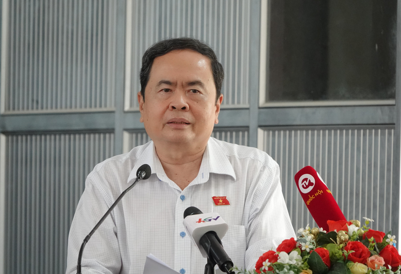 Phó Chủ tịch Thường trực Quốc hội Trần Thanh Mẫn phát biểu tại hội nghị tiếp xúc cử tri (Ảnh: PV).