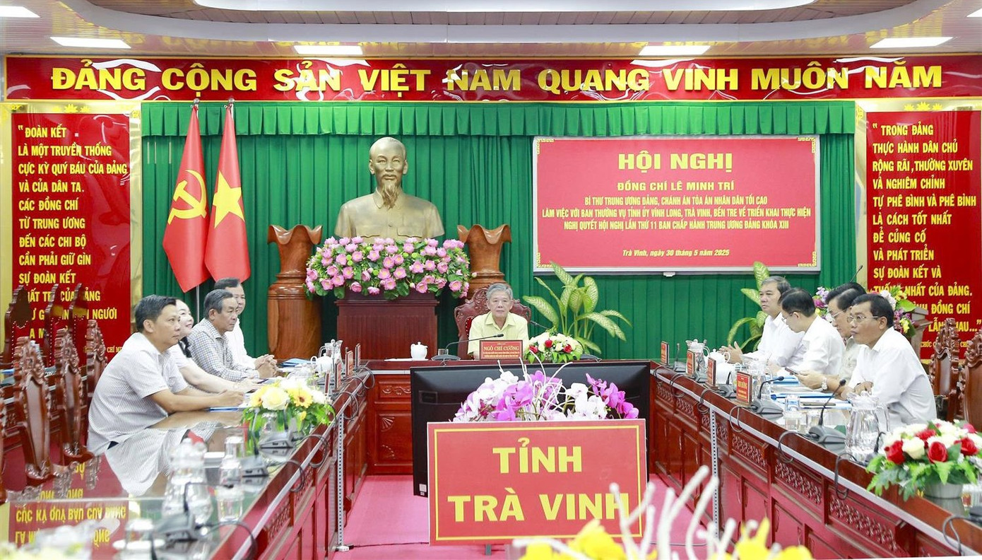Quang cảnh cuộc họp tại điểm cầu Trà Vinh. Ảnh: Q.B