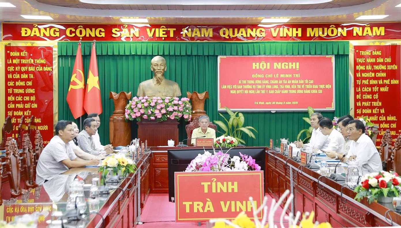 Quang cảnh cuộc họp tại điểm cầu Trà Vinh. Ảnh: Q.B