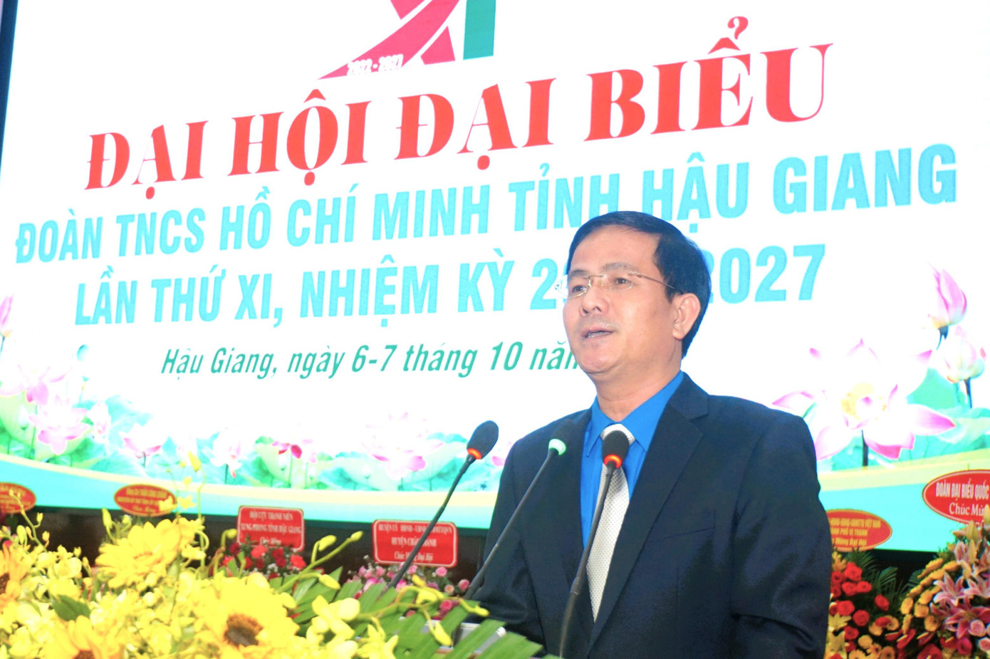 Phó Bí thư Thường trực Tỉnh ủy Hậu Giang Trần Văn Huyến phát biểu tại Đại hội. Phó Bí thư Thường trực Tỉnh ủy Hậu Giang Trần Văn Huyến phát biểu tại Đại hội.