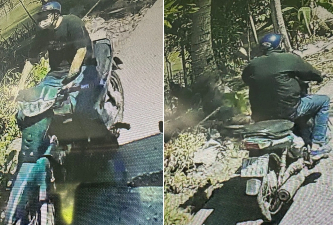 Nghi phạm lên xe tẩu thoát.