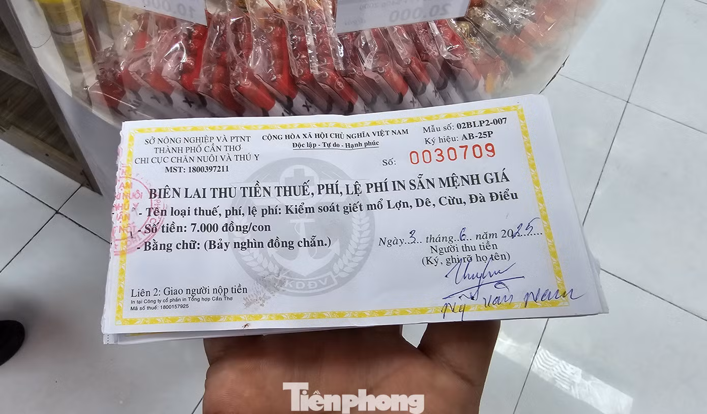 Biên lai thu phí giết mổ.