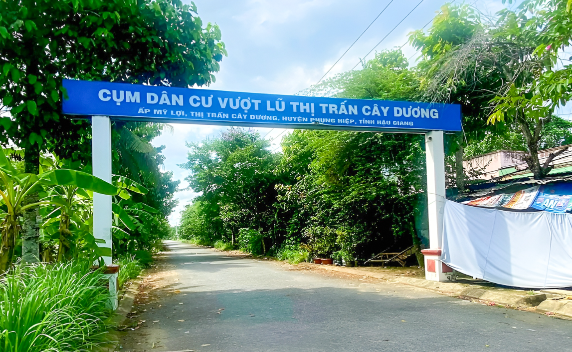 Cụm dân cư vượt lũ thị trấn Cây Dương. Ảnh; C.A