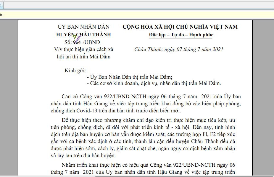 Công văn mắc "lỗi đánh máy" của UBND huyện Châu Thành.