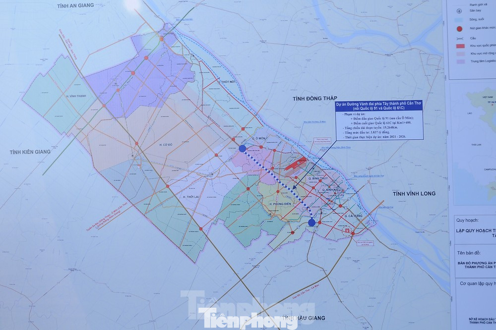 Sơ đồ hướng tuyến dự án (đường chấm màu xanh).