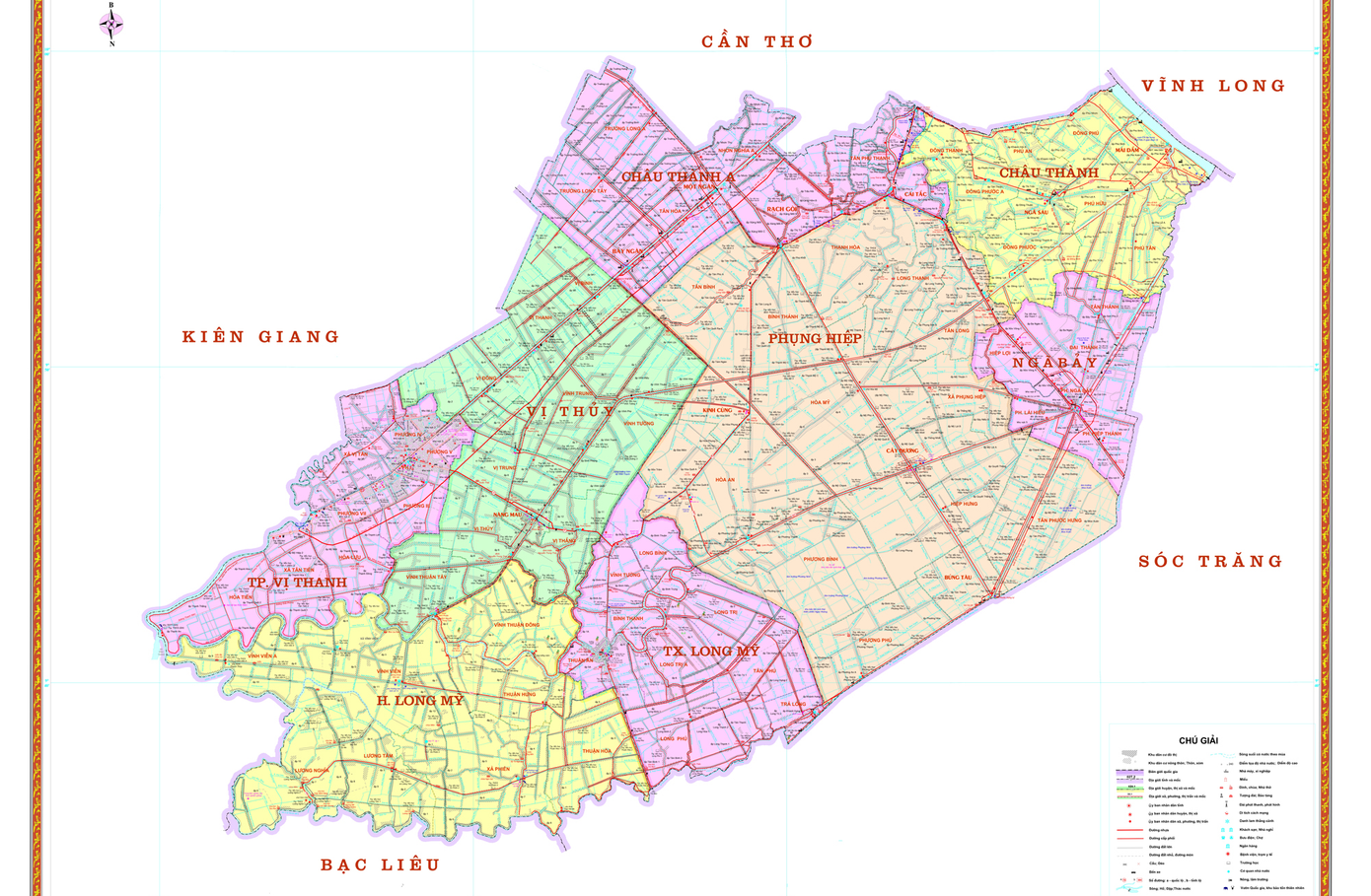 Bản đồ hành chính tỉnh Hậu Giang. Bản đồ hành chính tỉnh Hậu Giang.
