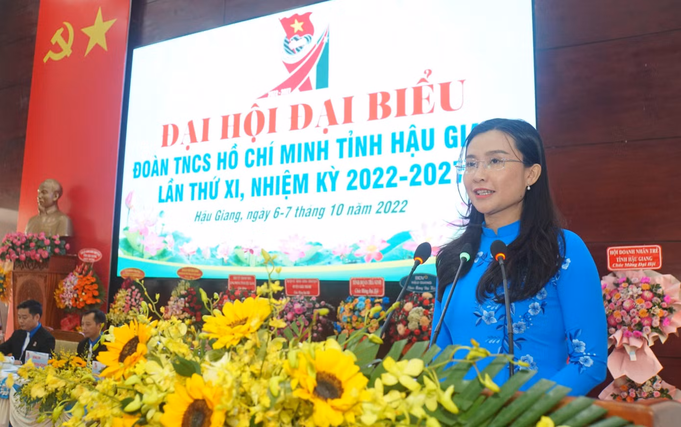 Bí thư Trung ương Đoàn Nguyễn Phạm Duy Trang phát biểu tại Đại hội.