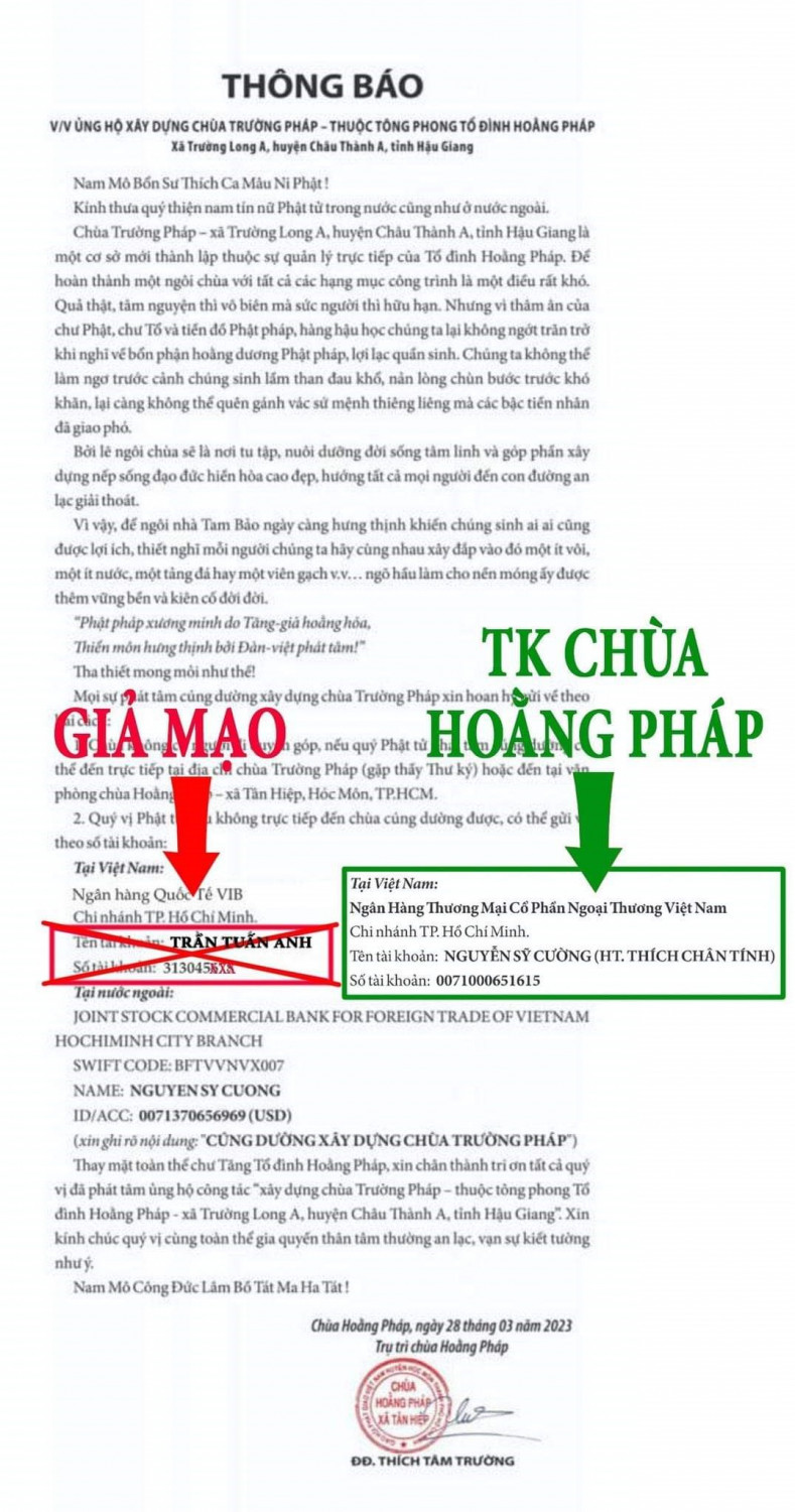 Thông báo giả mạo theo cảnh báo của Công an tỉnh Hậu Giang.