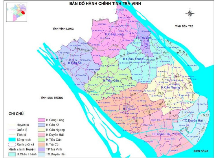 Bản đồ hành chính tỉnh Trà Vinh. Bản đồ hành chính tỉnh Trà Vinh.