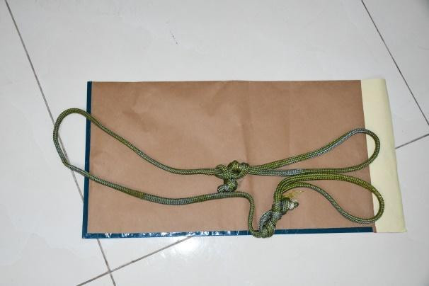 Số thuốc Tài dùng tự tử nhưng không thành và sợi dây dù Tài dùng để siết cổ nạn nhân.