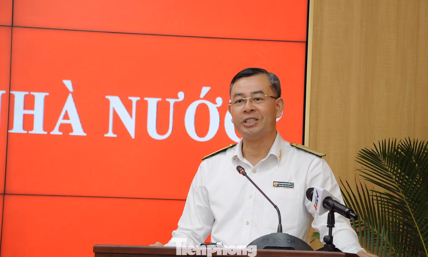 Tổng KTNN - Ngô Văn Tuấn phát biểu tại hội nghị. Ảnh: CK