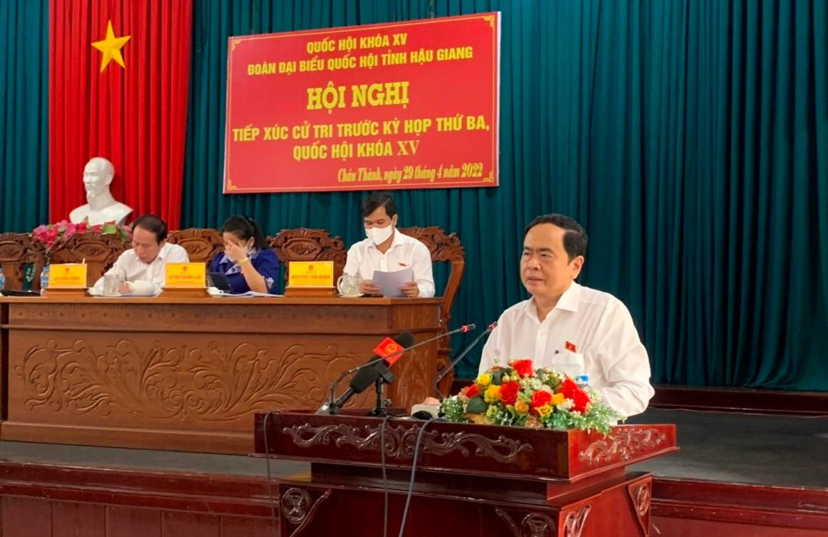 Phó Chủ tịch Thường trực Quốc hội Trần Thanh Mẫn phát biểu tại buổi tiếp xúc cử tri. Phó Chủ tịch Thường trực Quốc hội Trần Thanh Mẫn phát biểu tại buổi tiếp xúc cử tri.