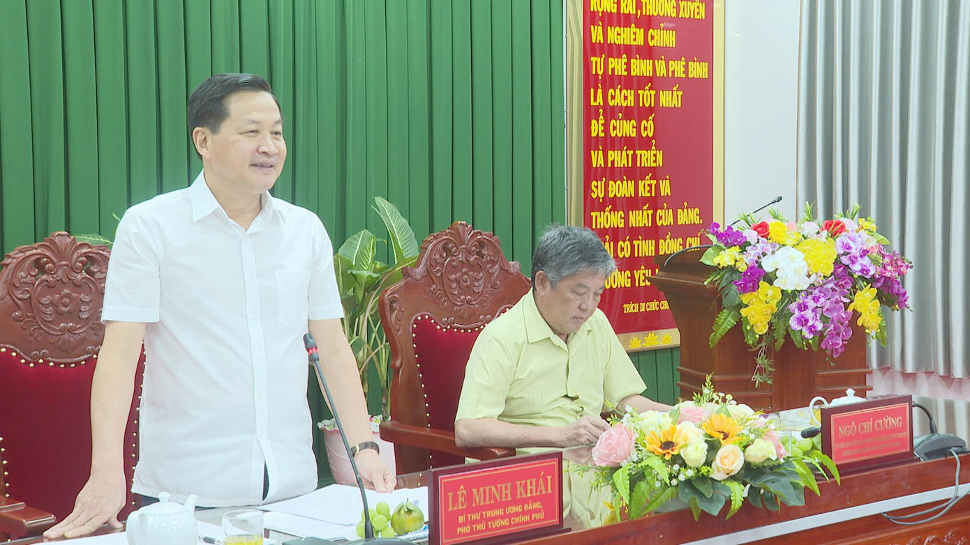 Phó Thủ tướng Lê Minh Khái phát biểu tại hội nghị. Ảnh: Hân Hiền Phó Thủ tướng Lê Minh Khái phát biểu tại hội nghị. Ảnh: Hân Hiền