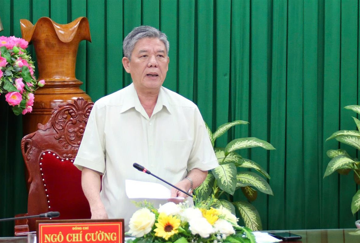 Bí thư Tỉnh ủy Trà Vinh - Ngô Chí Cường phát biểu chỉ đạo. Ảnh: Trúc Phương