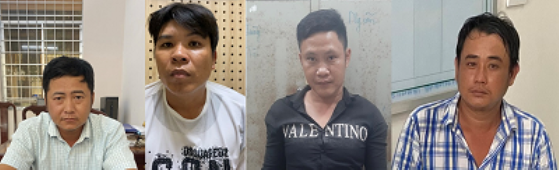 Các đối tượng tại cơ quan công an.