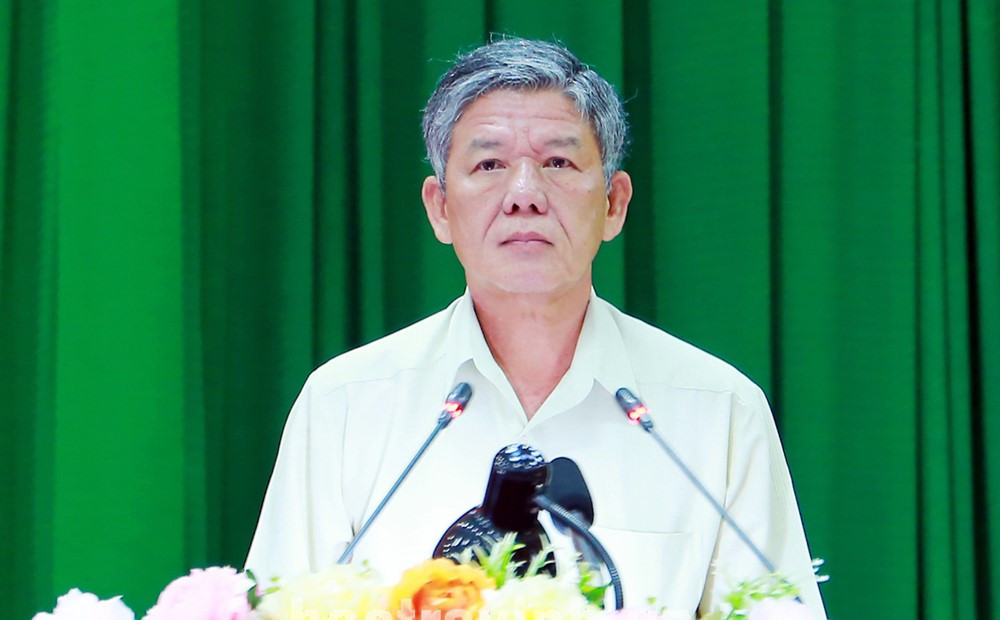 Bí thư Tỉnh ủy Trà Vinh Ngô Chí Cường phát biểu tại hội nghị. Ảnh: Kim Loan