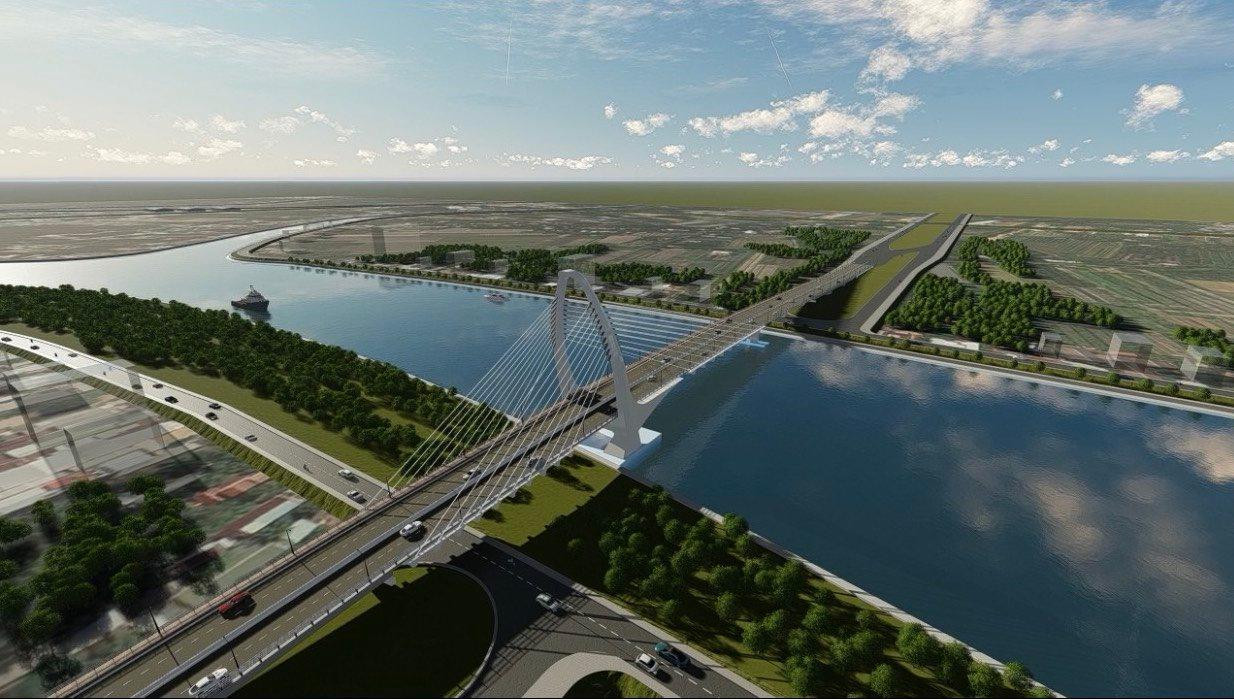 Phối cảnh cầu Ba Láng, một trong các gói thầu của dự án.