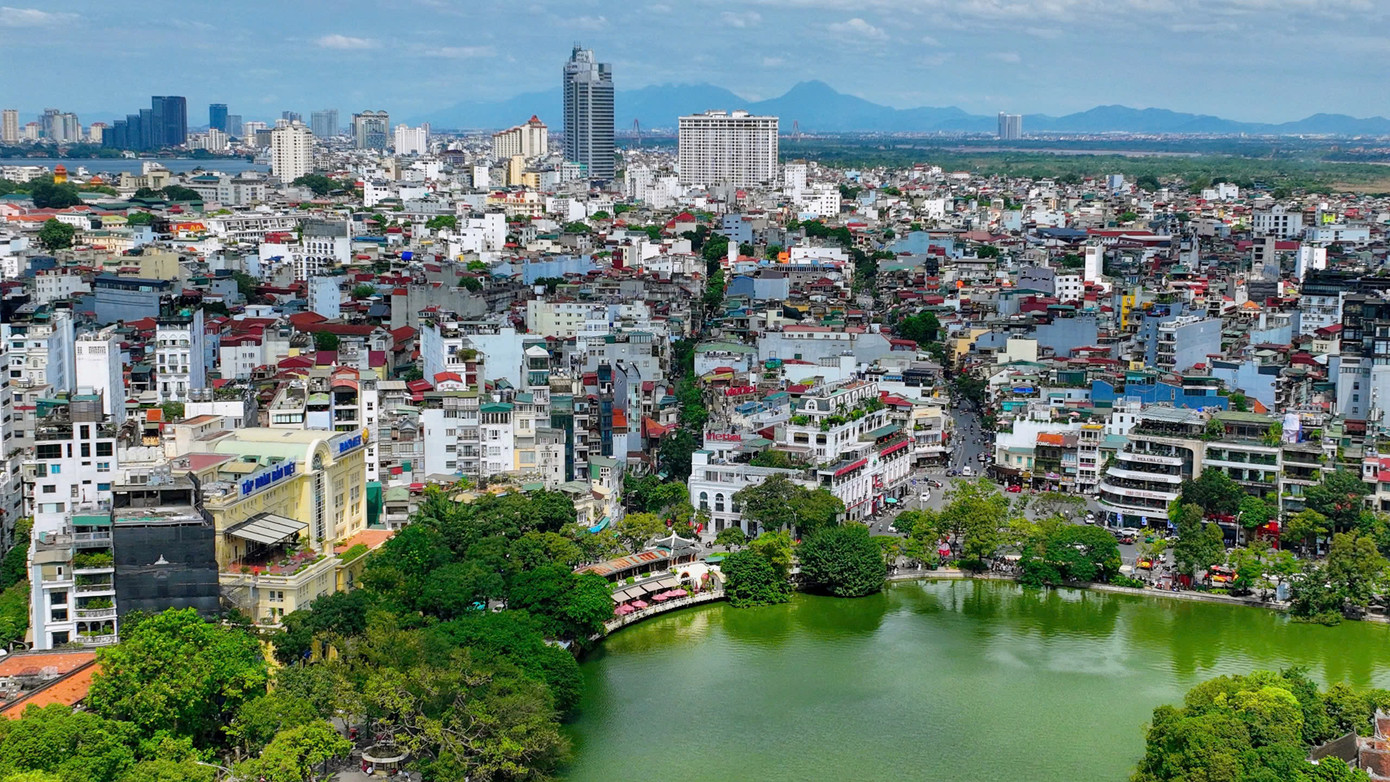 Quảng trường Đông Kinh - Nghĩa Thục nhìn từ trên cao. Ảnh: Như Ý.