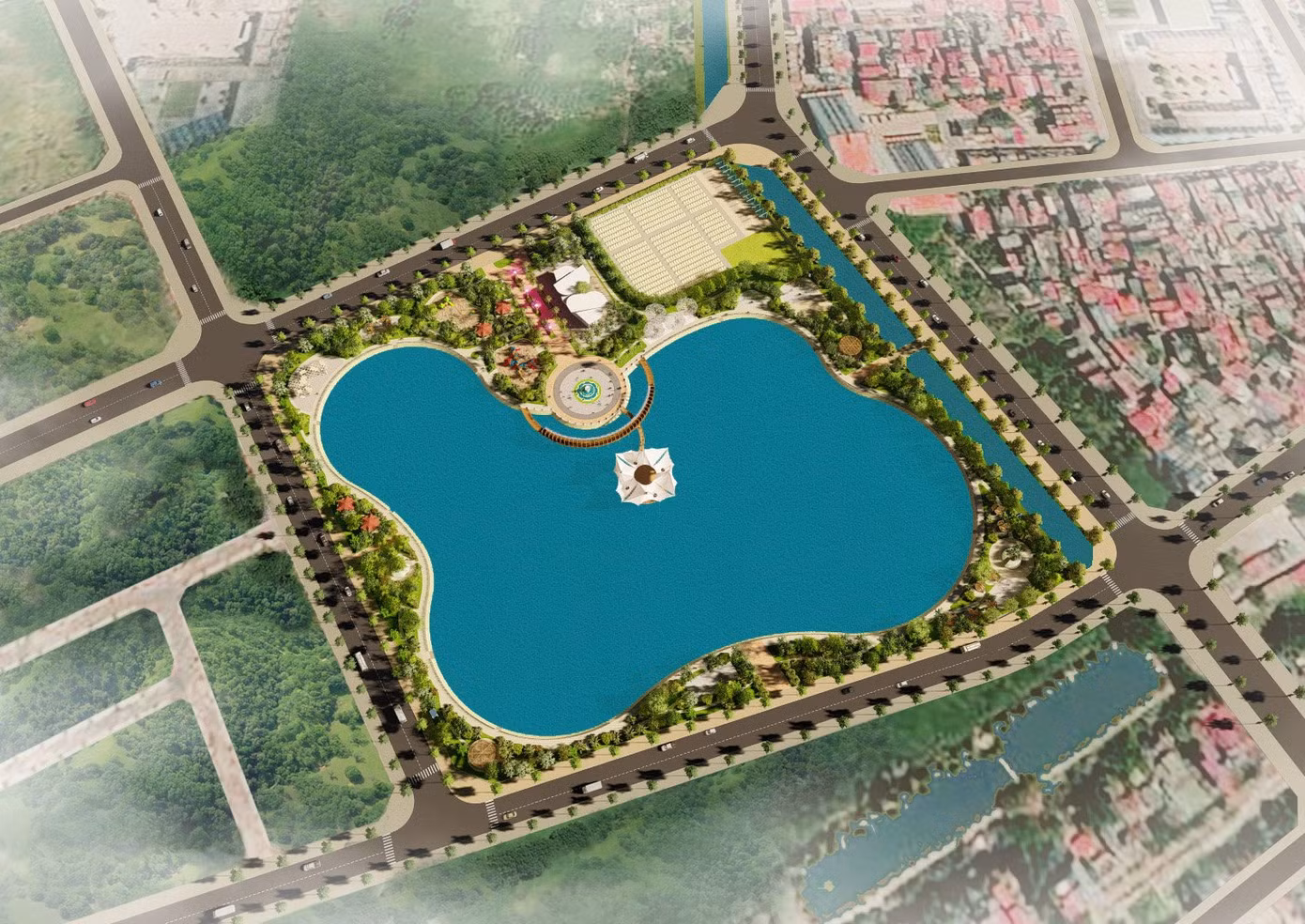 Phối cảnh công viên, hồ tại phường Thượng Thanh