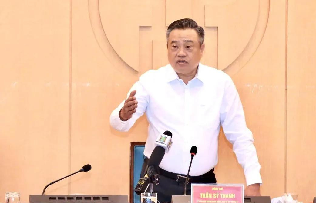 Chủ tịch UBND TP Hà Nội Trần Sỹ Thanh phát biểu tại cuộc họp